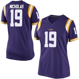 Javen Nicholas Game Purple Women's LSU Tigers Football Jersey