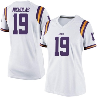 Javen Nicholas Game White Women's LSU Tigers Football Jersey