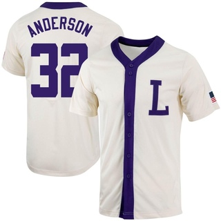 Kade Anderson Replica Men's LSU Tigers Natural Full-Button Baseball Jersey