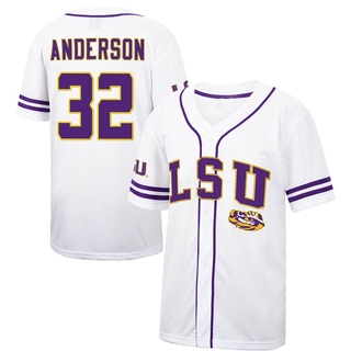 Kade Anderson Replica White/Purple Men's LSU Tigers Colosseum Free Spirited Baseball Jersey