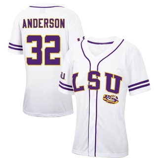 Kade Anderson Replica White/Purple Women's LSU Tigers Colosseum Free Spirited Baseball Jersey