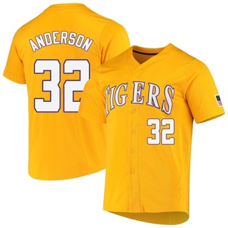 Kade Anderson Replica Yellow Men's LSU Tigers Full-Button Baseball Jersey
