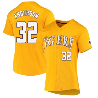 Kade Anderson Replica Yellow Women's LSU Tigers Full-Button Baseball Jersey