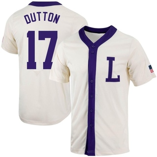 Samuel Dutton Replica Men's LSU Tigers Natural Full-Button Baseball Jersey