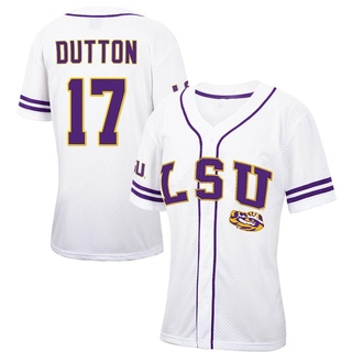 Samuel Dutton Replica White/Purple Women's LSU Tigers Colosseum Free Spirited Baseball Jersey