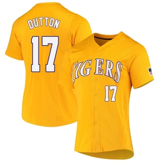 Samuel Dutton Replica Yellow Women's LSU Tigers Full-Button Baseball Jersey