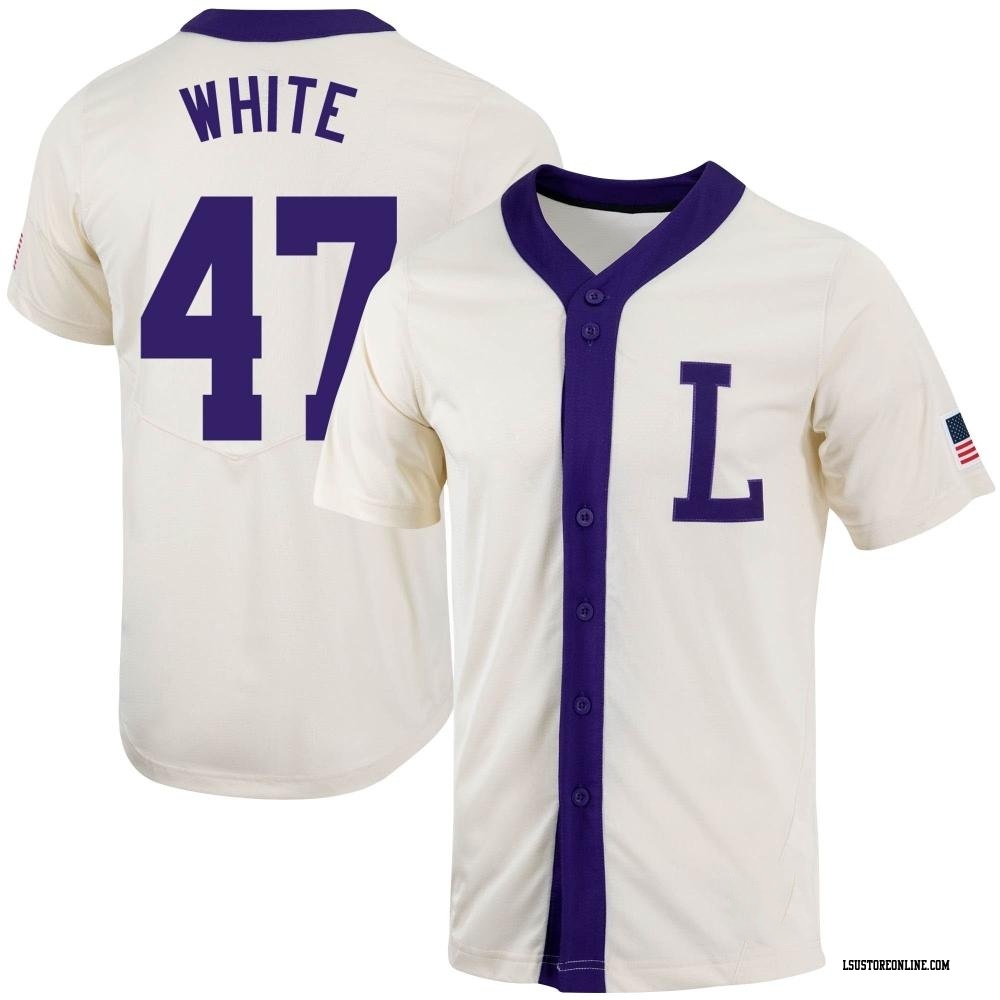 Tommy White Replica White Men's LSU Tigers Natural Full-Button Baseball  Jersey - LSU Store